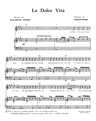 LA DOLCE VITA - R1472 - FDM430 - Editions musicales Francis Dreyfus